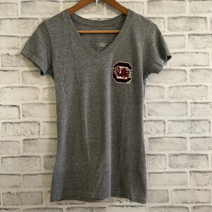 Women’s USC Gamecocks gray v-neck patch logo short sleeve t-shirt Size Small
